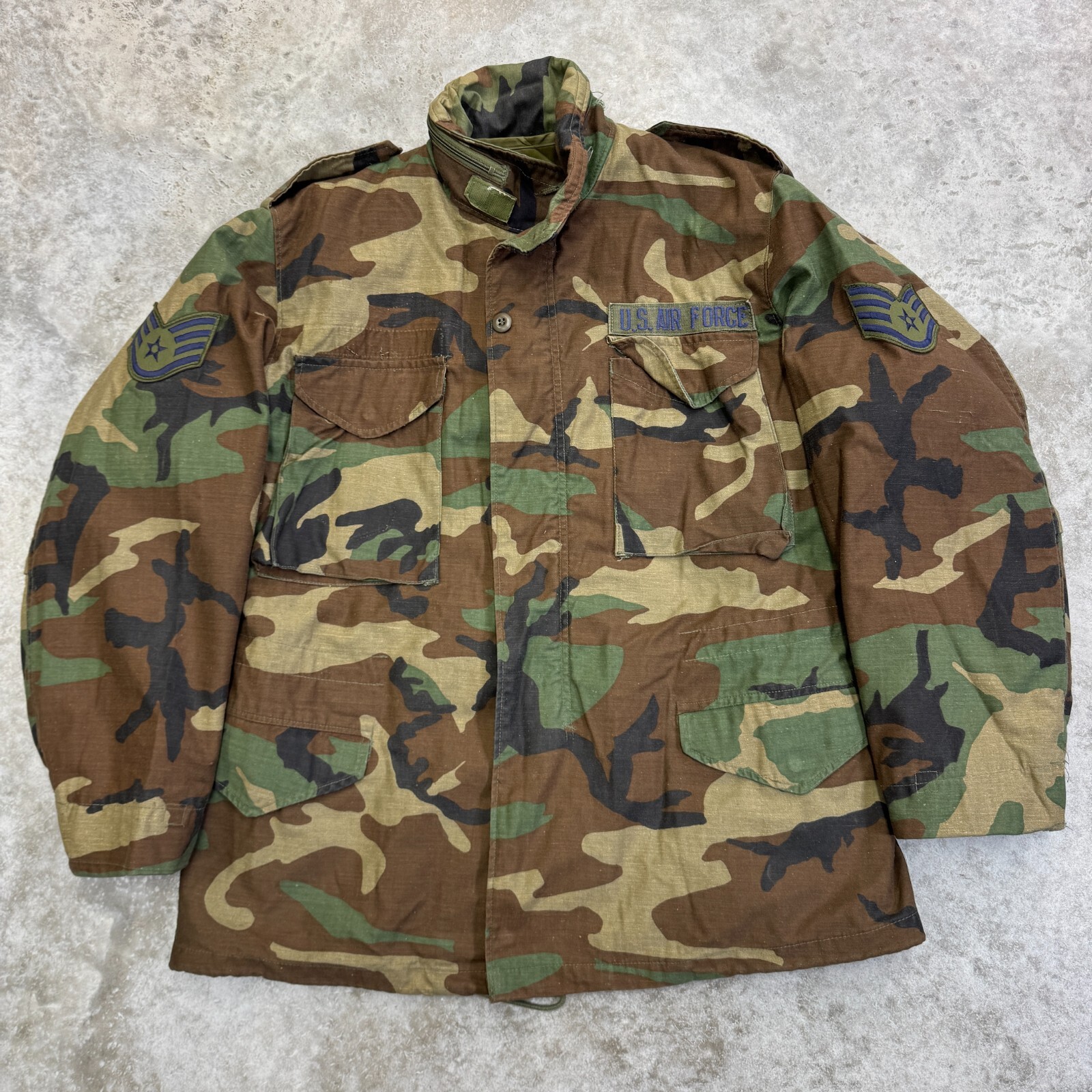 Vtg US Air force jacket mens Medium Regular M-65 cold weather jacket lined camo