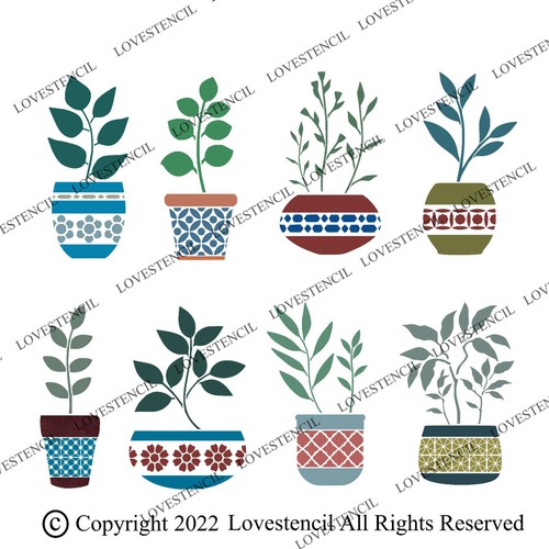 Potted plants Window/garden Stencils-Lovestencil-Also for walls and crafts - Picture 3 of 15