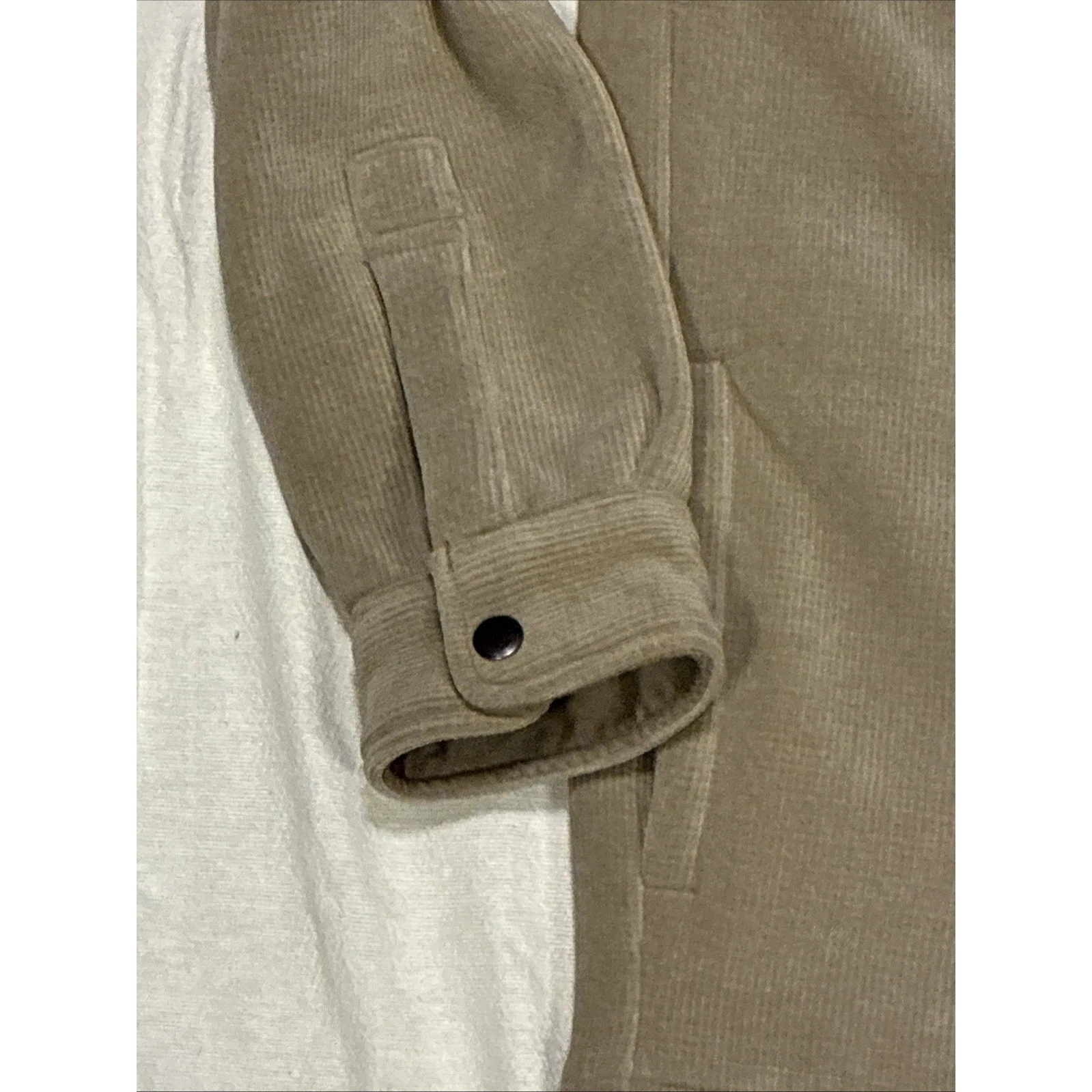 Copper & Oak Corduroy Shirt Jacket Tan Beige Fleece Lined Snap Closure Mens XL image 8