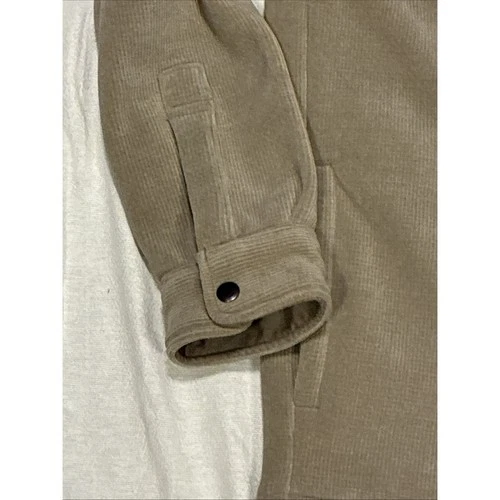 Copper & Oak Corduroy Shirt Jacket Tan Beige Fleece Lined Snap Closure Mens XL image 8