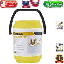 Durable Frabill Fishing Container - White & Yellow Bait Can with Plastic Handle