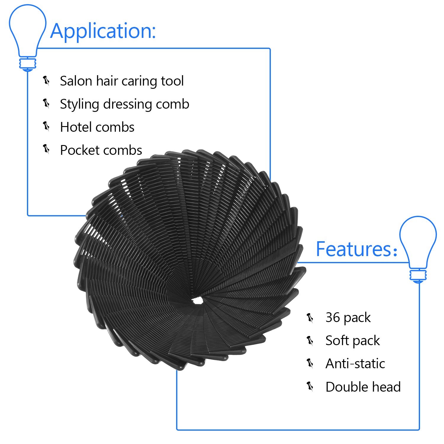 Hestya 36 Pack Hair Comb Bulk 7 Inch Carbon Fiber Cutting Comb All Purpose fo...