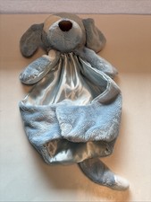 Gund Spunky Huggybuddy Blue White Lovey Plush Satin 18 Inch 058967 Sewn Eyes
