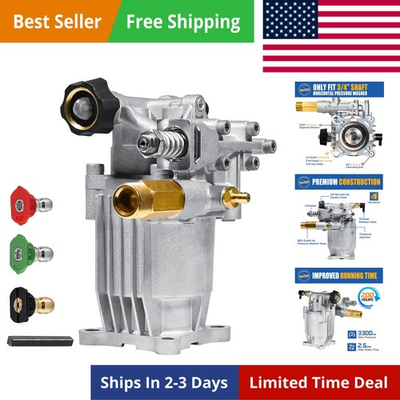 #ad 3 4quot; Shaft Horizontal Pressure Washer Pump 2600 3300 PSI @ 2.5 GPM Power W... $96.88