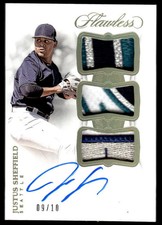 2019 FLAWLESS JUSTUS SHEFFIELD ROOKIE TRIPLE PATCH AUTOGRAPHS 9/10 MARINERS