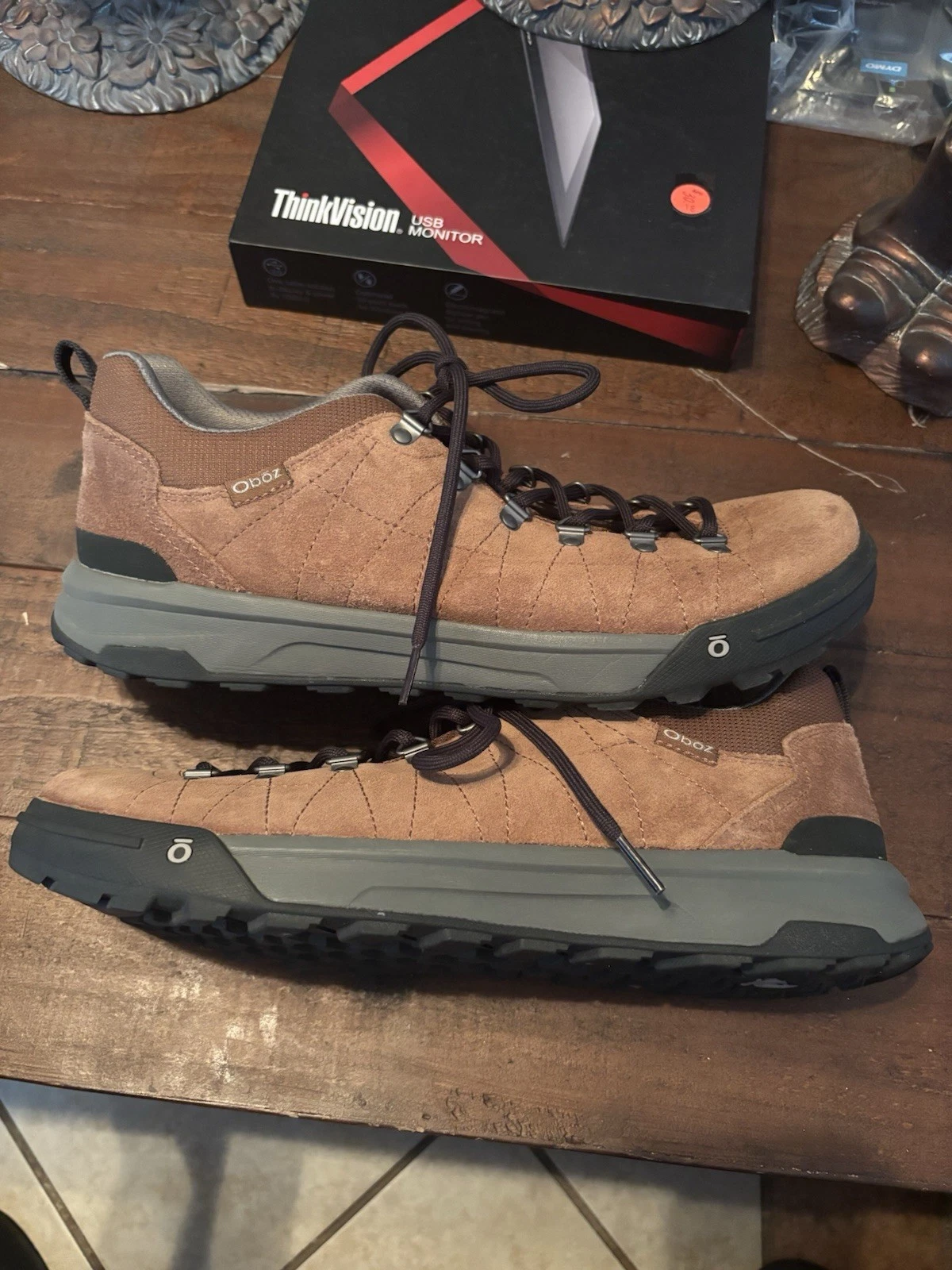 Oboz Men's Beall Low Grizzly Brown Suede Trail Shoes Sz 12