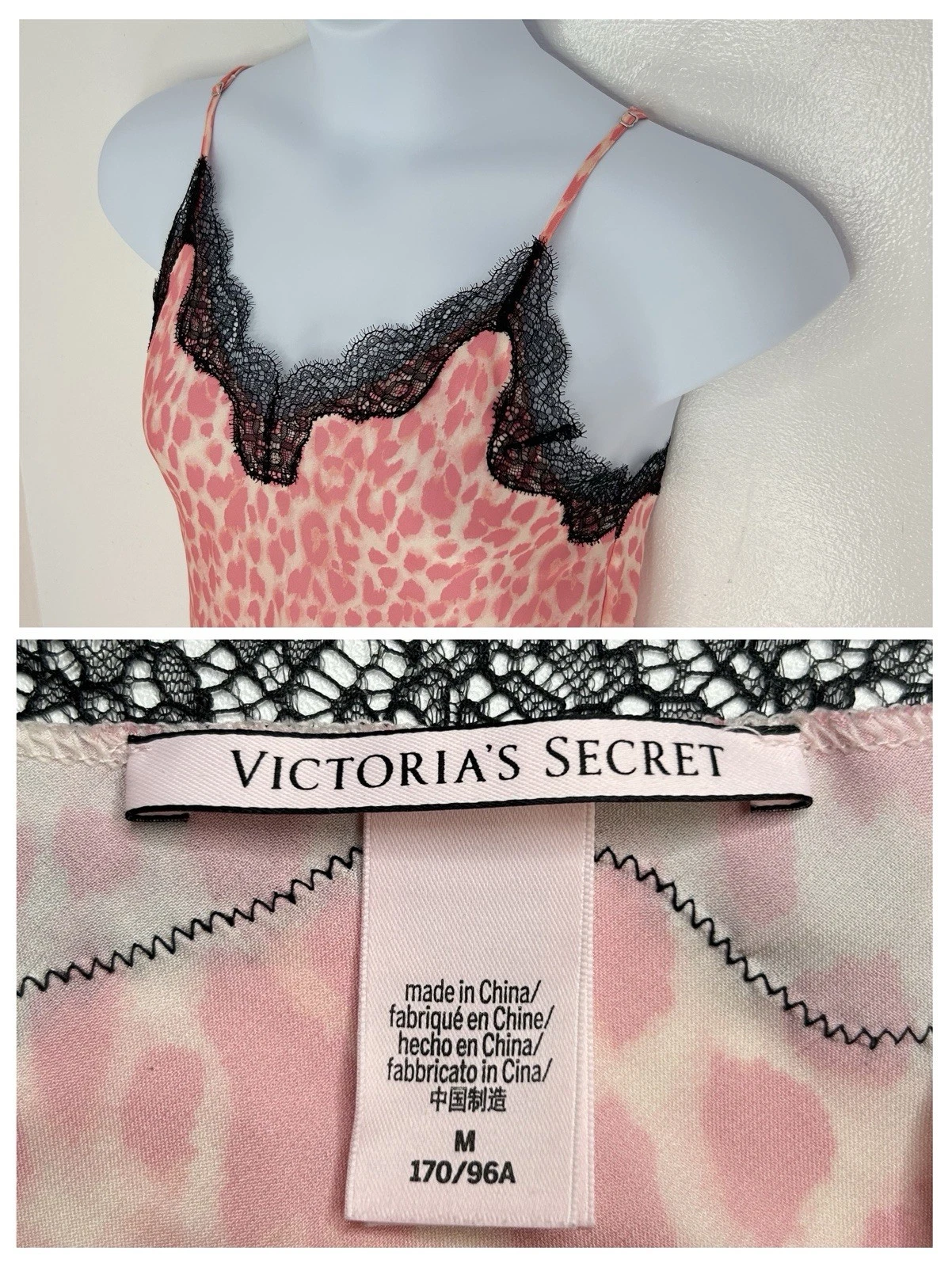 UNDERCOVER Abito slip cami Victorias Secret rosa Y2K leopardato stampa ghepardo taglia media