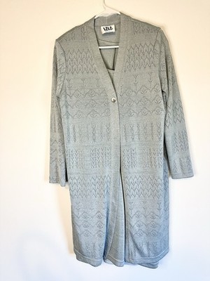 Vintage Veve Dresses VTG Dress & Long Cardigan Light Blue tea party Grandma Sz10