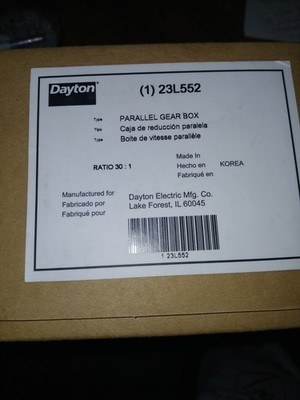 DAYTON CONTINUOUS SPEED REDUCER PARALLEL GEAR BOX NOMINAL RATIO: 30:1   23L552