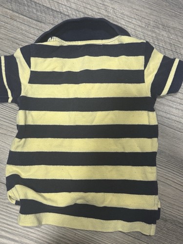 Size 9m - Boys Polo Ralph Lauren Short Sleeve Polo Shirt Striped Yellow/blu Pony - Picture 3 of 5