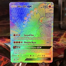 Pokémon TCG Ho-Oh GX Full Art Holo Card Sole e Luna Stella Nera Promo SM80 LP
