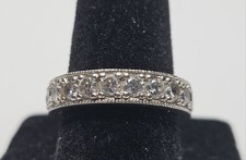 Vintage 925 Sterling Silver 3.6ct CZ Eternity Band Ring Size 7