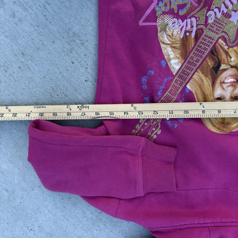 Y2K Hannah Montana Kids XL Pink ZipUp Hoodie Sweatshirt - Image 4 of 4
