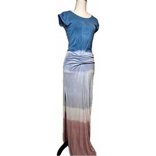 Urban X Umbre Maxi Dress With Ruched Waist, Tie Dye Detail, Bottom Slit Size S