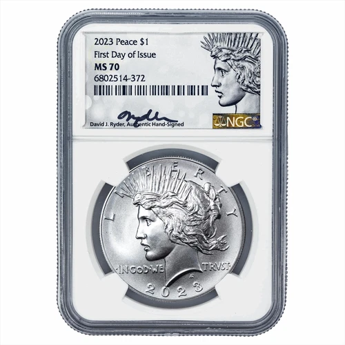 2023 Silver Peace Commemorative Dollar $1 FDOI Signed NGC MS 70