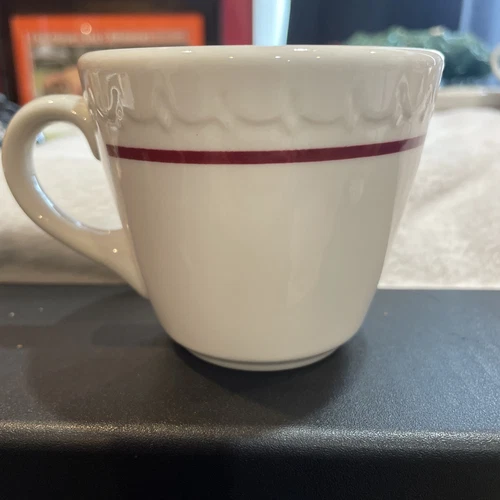 Syracuse China Restaurant Ware 1959 Red Stripe Econo-Rim Coffee Cup 3" EUC