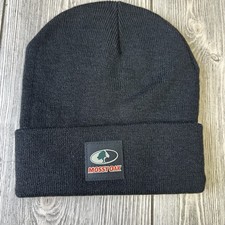 Black Mossy Oak Youth Patch Logo Knitted Cuffed Beanie Hat Stretchy Warm Hunting