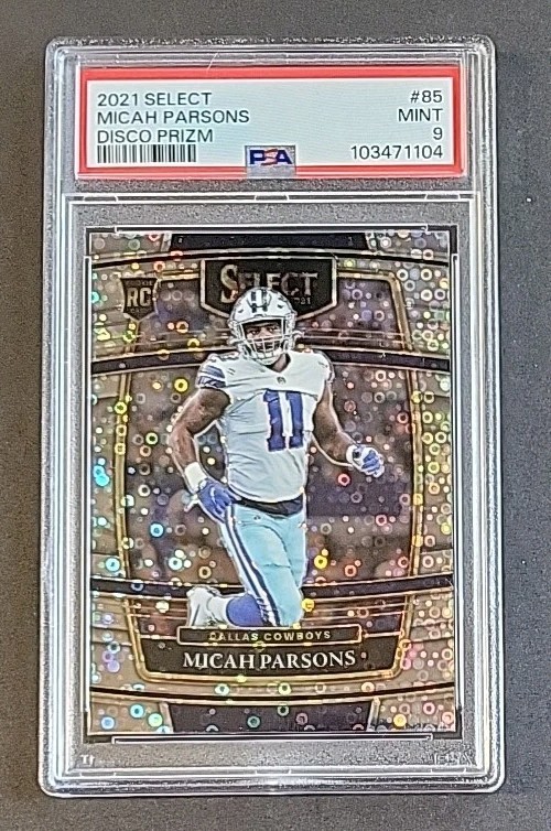 Micah Parsons 2021 Panini Select Concourse #85 Disco Prizm SP RC PSA 9 Cowboys