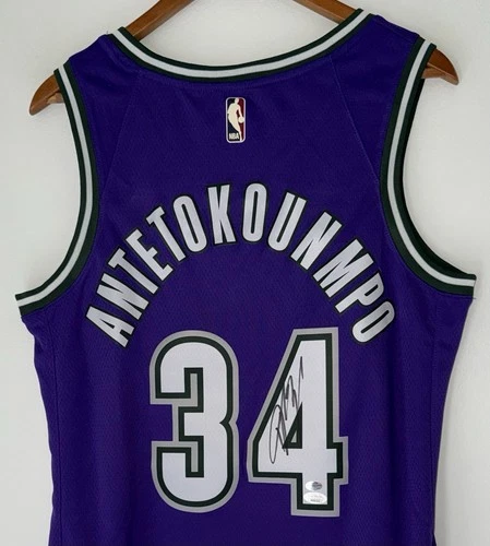 Giannis Antetokounmpo Authentic Signed Bucks Nike NBA Classic Edition Jersey JSA