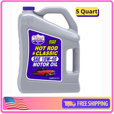 Lucas Oil Hot Rod & Classic Car 10W-40 Motor Oil Maximum Engine Protection, 5qt