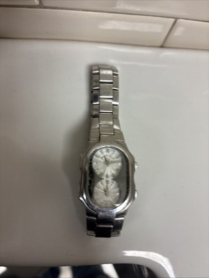 Philip Stein Teslar Watch Dual Time Zone  Original Stainless Steel Band -Nice!!