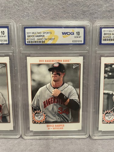 LOT OF 5 BRYCE HARPER 2011 MULTI-AD HAGERSTOWN SUNS CARDS GRADED WCG 10 GEM MINT - Photo 3/7