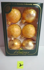Visions by Holly Pack of 6 American Made 2.625" diameter Glass Ornaments IOB #2