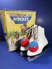VTG Imperial American Rocket Ice Figure Skates Ladies Sz 6 White w Original Box