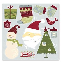 12" Scrapbook Paper 5p CHRISTMAS HOLIDAY Santa Emboss Snowman Foil Gift Mitten