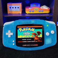 Clear Blue Game Boy Advance GBA Console with iPS V5 Backlight Backlit LCD MOD 