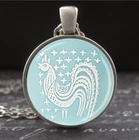 Blue Rooster Butterprint Amish Grandmas Pyrex Nesting Bowl Art Photo Necklace