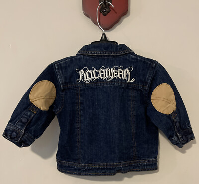 Roca Baby Boys Size 18 Month Cotton Vintage Zip-Up Blue Denim Jacket! M1279