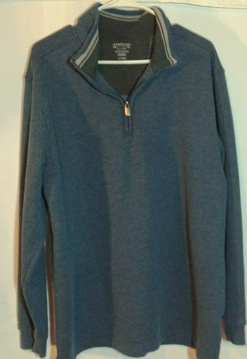 ARROW 1 4 Zip Men s Pullover Sweatshirt Blue Size XL
