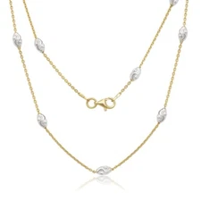 Silver Diamond Cut Oval Moon Bead Chain - Gold Plated