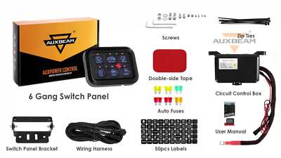 AUXBEAM 6 Gang On/Off Control Switch Panel Toggle Circuit Relay