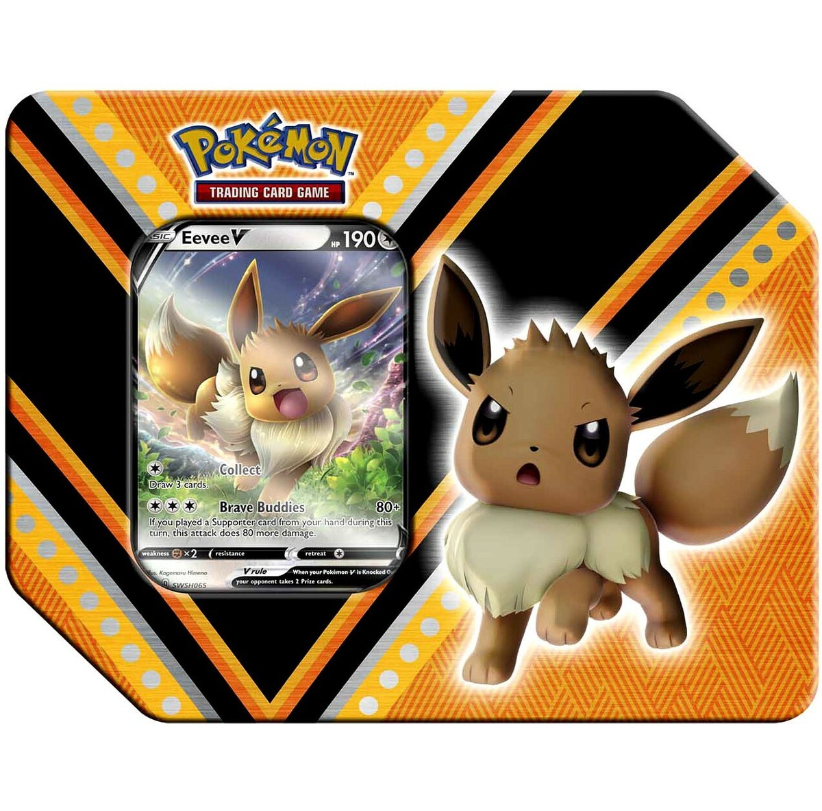 Pokémon v powers eevee v tin set 【新品未開封】 Pokemon TCG V Powers Eevee V Tin Set [5 Booster Packs & Promo Card
