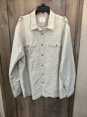 Paper Denim & Cloth PD&C Men's Button Up Long Sleeve Shirt Size XXL Light Green