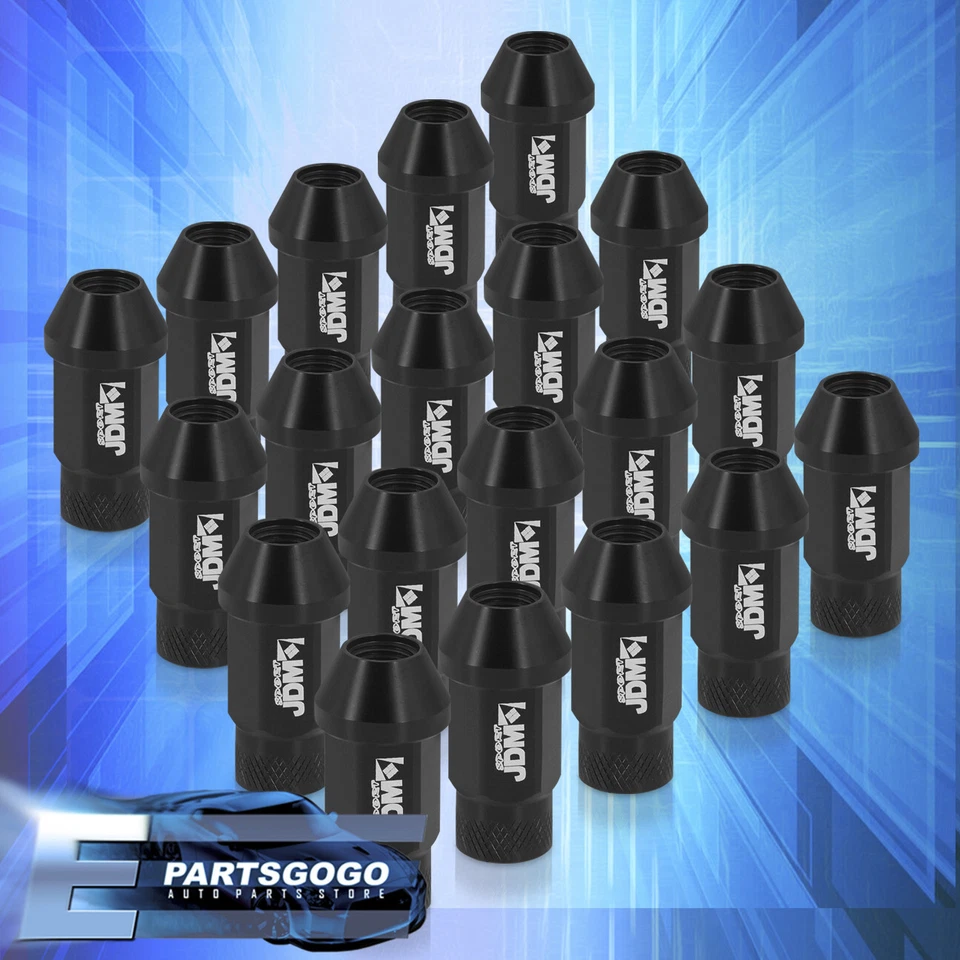 (20 Pieces) M12X1.25 50MM JDM VIP Aluminum Open End Tip Wheel Lug Nuts Set Black - Изображение 3 из 3