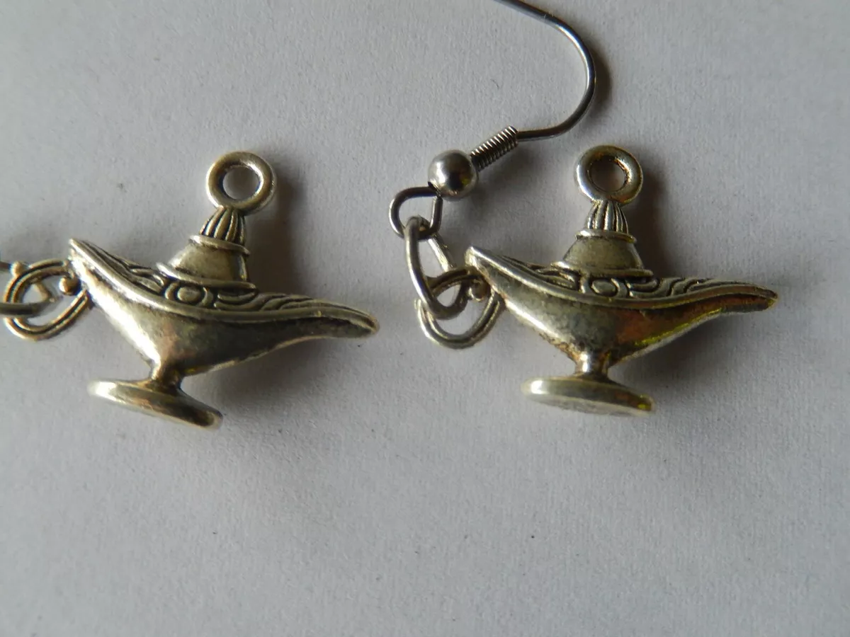 Aladdin magic lamp genie make a wish fairytale fun hook earrings
