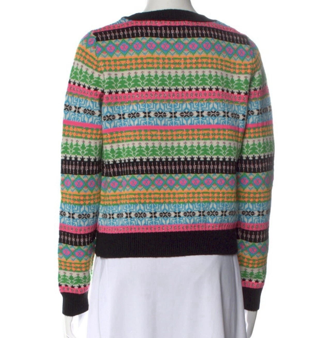 New Essentiel Antwerp Egift Virgin Wool Multicolor Jacquard Pattern Sweater  XS