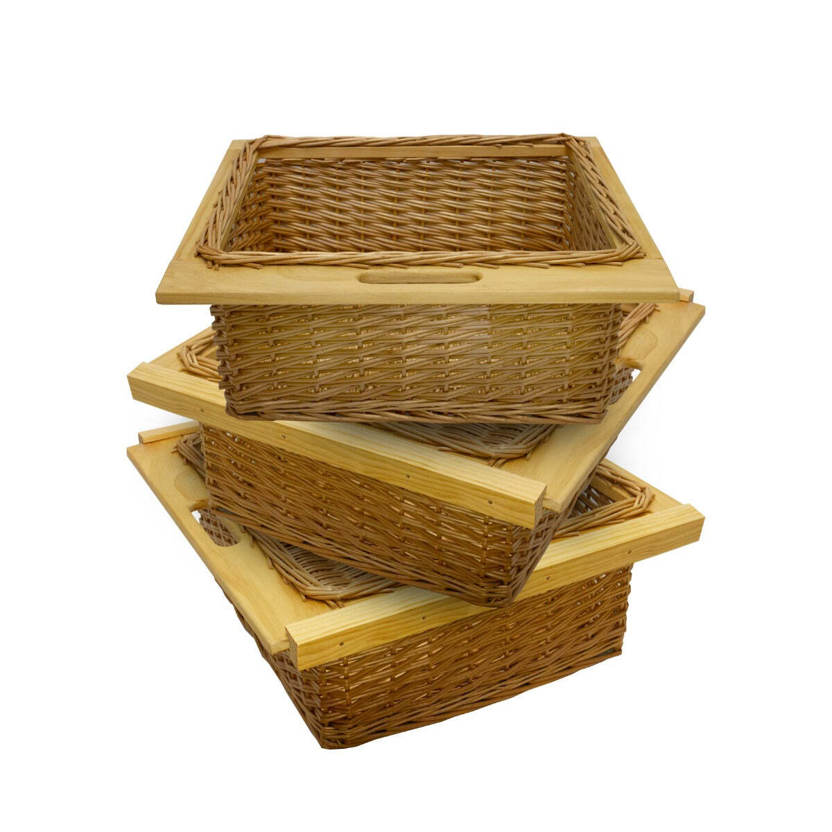 Pull Out Wicker Baskets Kitchen Storage Larder Base Unit & Solid Beech