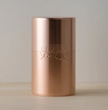 Kyoto Kaikado Handicraft Airtight Copper Caddy Clover Long 200g w/o Scoop Japan