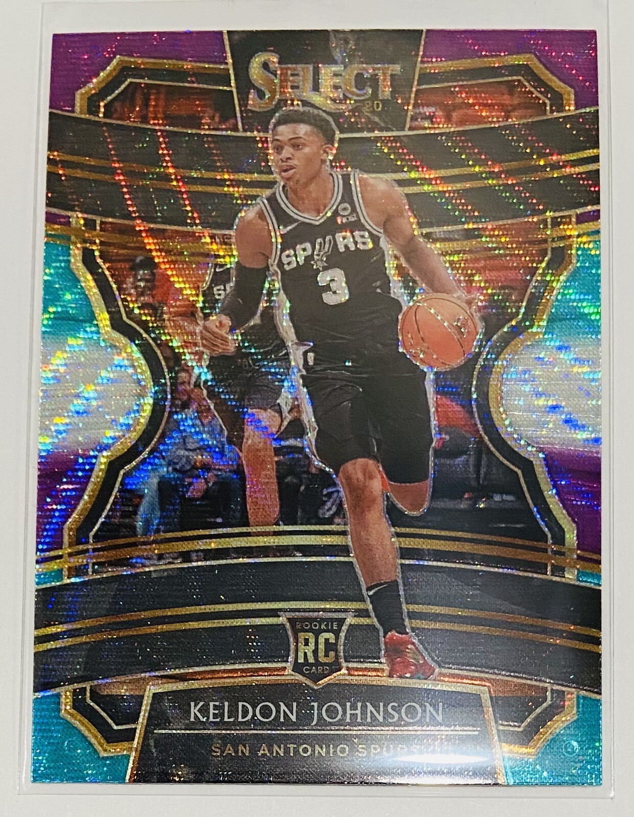 2019-20 Panini Select Tri-Color Prizm Keldon Johnson Rookie RC #45 NBA Spurs