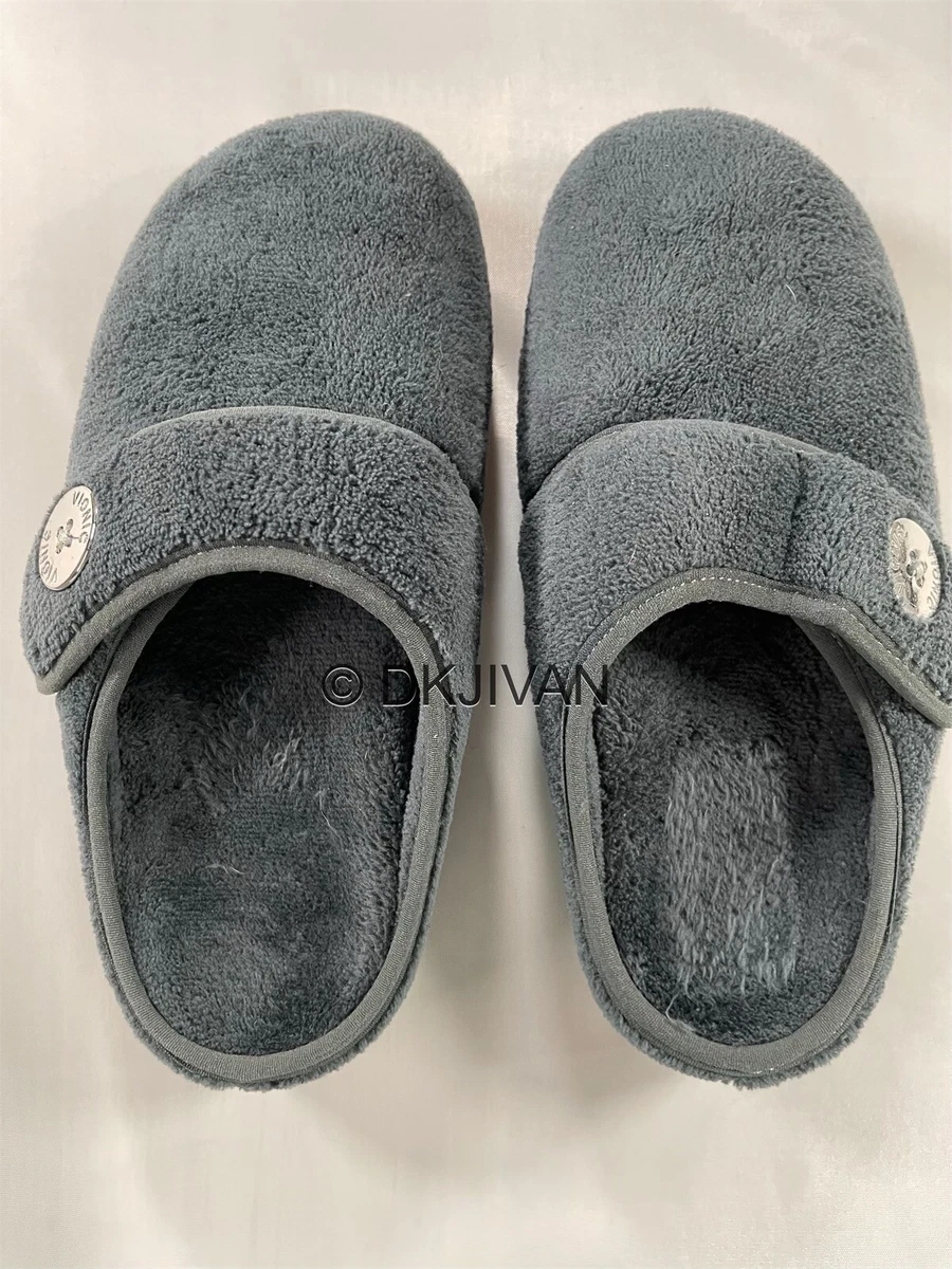 Vionic Indulge Sadie Mule Orthotic Arch Support Dark Gray Terry Slippers 6 Women