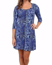 Karen Kane 3L17560 Watercolor 3/4 Sleeve Stretch Jersey T-Shirt Dress, XS - $119