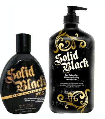 Millennium SOLID BLACK DUO SPECIAL RESERVE 200X Bronzer & TAN EXTENDER Lotion