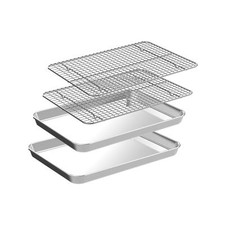 Baking Sheet with Rack Set Stainless Steel Rust Resistant 9"x6.9" 2 Sets