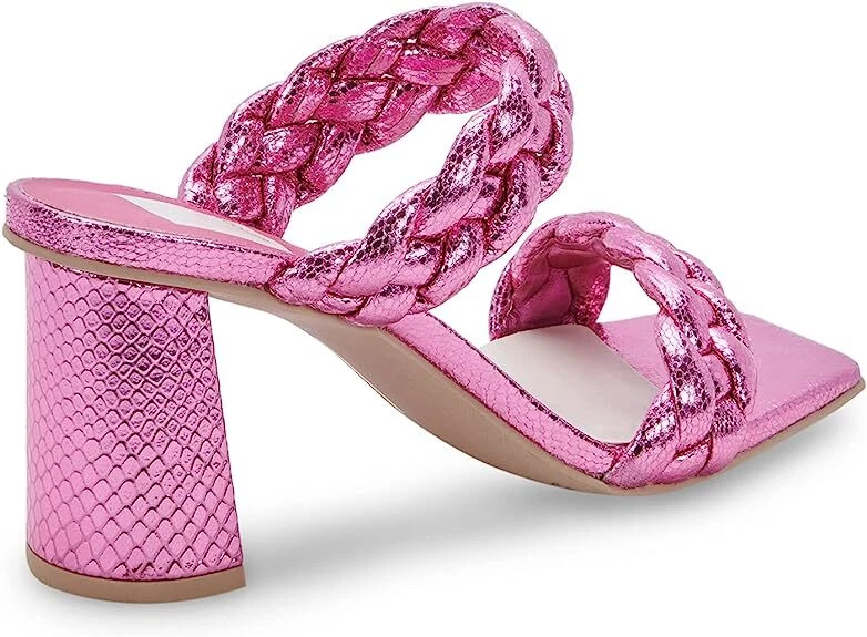 Sandalias Dolce Vita Paily Magenta Craqueadas Stella Correas Trenzadas Tacón Bloque Foto 3 de 4