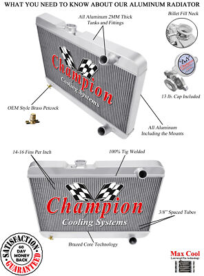 3 Row Western Champion Radiator for 1963 Pontiac Tempest V8 Engine