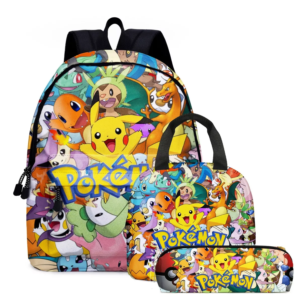 ZAINO POKEMON CON ASTUCCIO E BORSA TERMICA ASILO SCUOLA MATERNA BAMBINI  BAMBINA